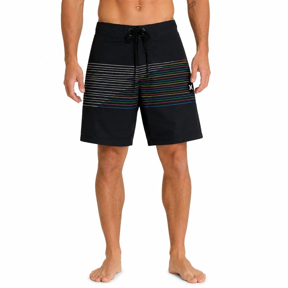 Hurley Phantom Board Shorts Mens 30 Black Rainbow Stripe Performance Swim Trunks
